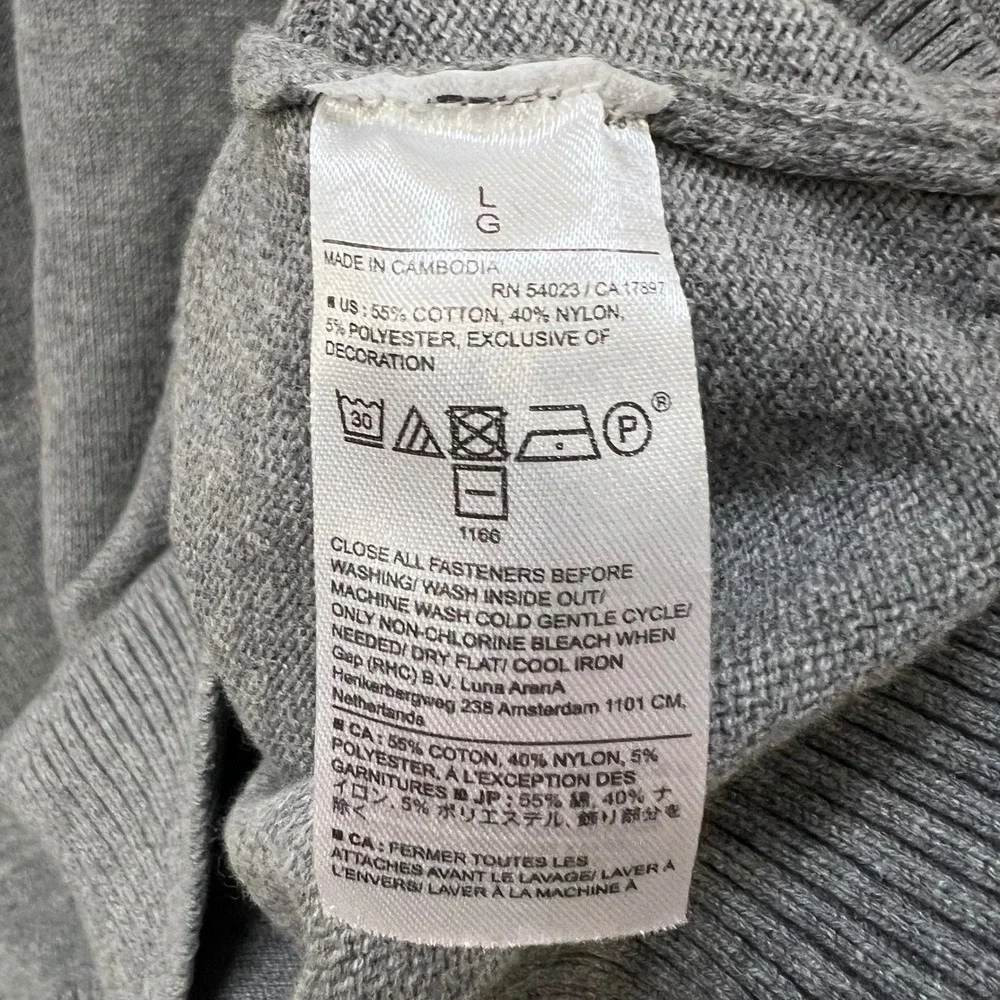 Banana Republic Mens Gray Quarter Zip Sweater Elbow Patches Cotton Blend Large